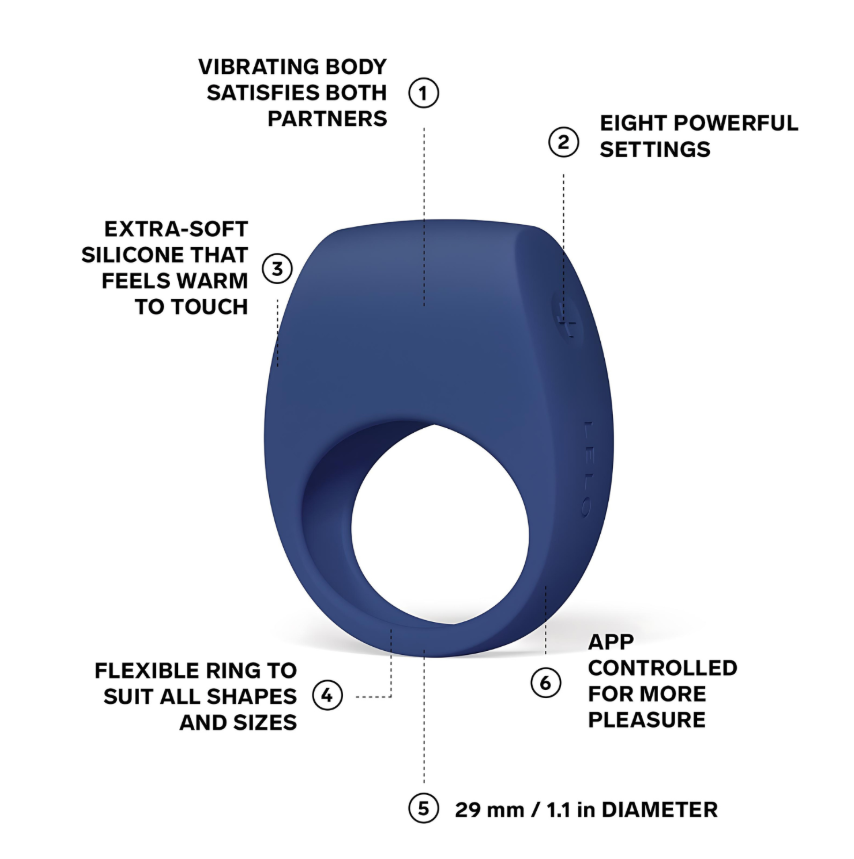 LELO - Tor 3 App-Controlled Vibrating Couple's Ring - Base Blue