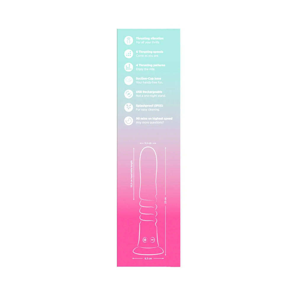 Side view of packaging showing product features and specifications list