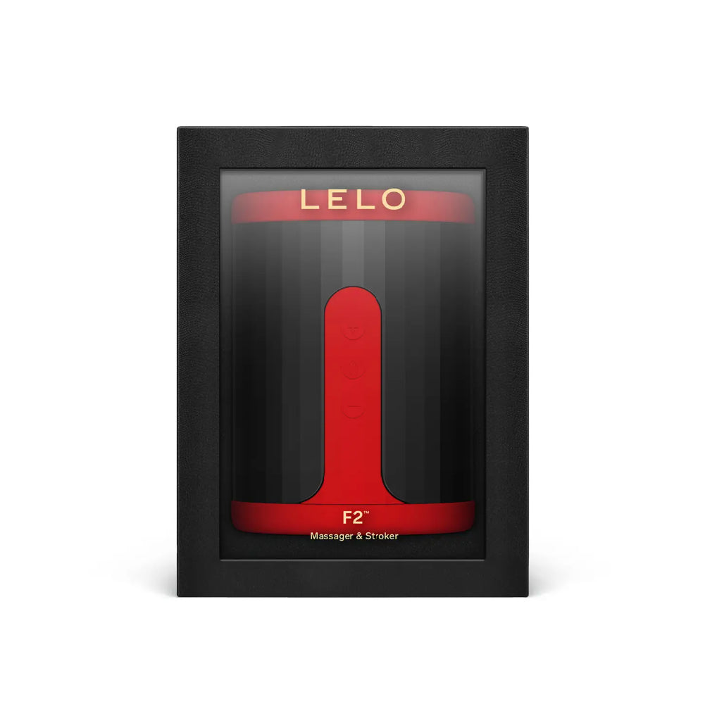 Front  of Lelo F2S red edition box showing product name