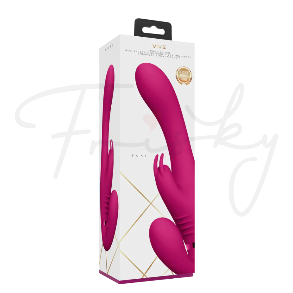 SHOTS - Suki Vibrating Strapless Strap-on Rabbit - Pink
