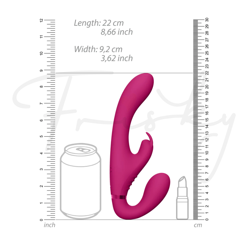 SHOTS - Suki Vibrating Strapless Strap-on Rabbit - Pink