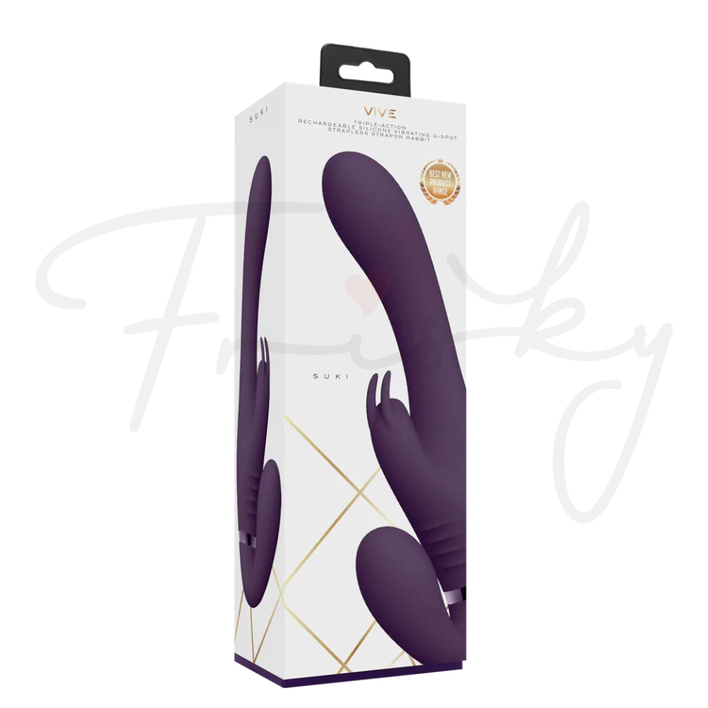 SHOTS - Suki Vibrating Strapless Strap-on Rabbit - Purple