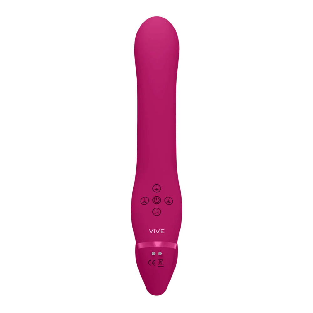 SHOTS - Ai Dual Vibrating & Air Wave Tickler Strapless Strap On - Pink