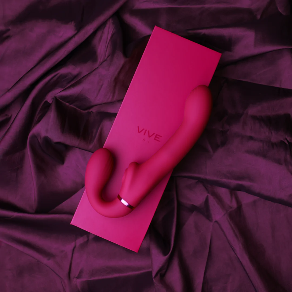 SHOTS - Ai Dual Vibrating & Air Wave Tickler Strapless Strap On - Pink