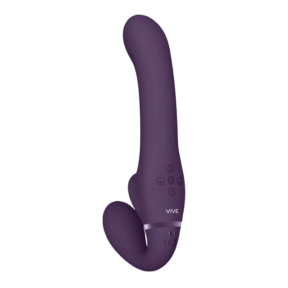 SHOTS - Ai Dual Vibrating & Air Wave Tickler Strapless Strap On - Purple