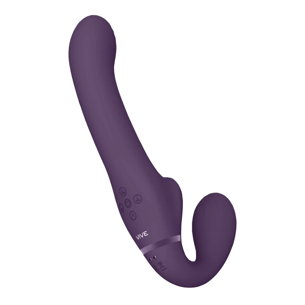 SHOTS - Ai Dual Vibrating & Air Wave Tickler Strapless Strap On - Purple