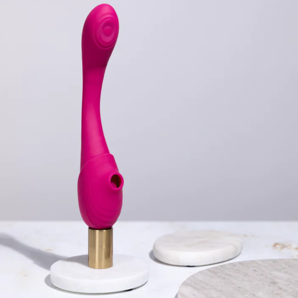 SHOTS - Mirai Double Ended Pulse Wave & Air Wave Bendable Vibrator - Pink