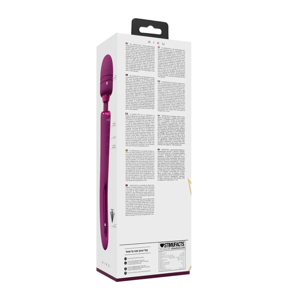 SHOTS - Kiku Double Ended Wand with Innovative G-Spot Flapping Stimulator - Pink