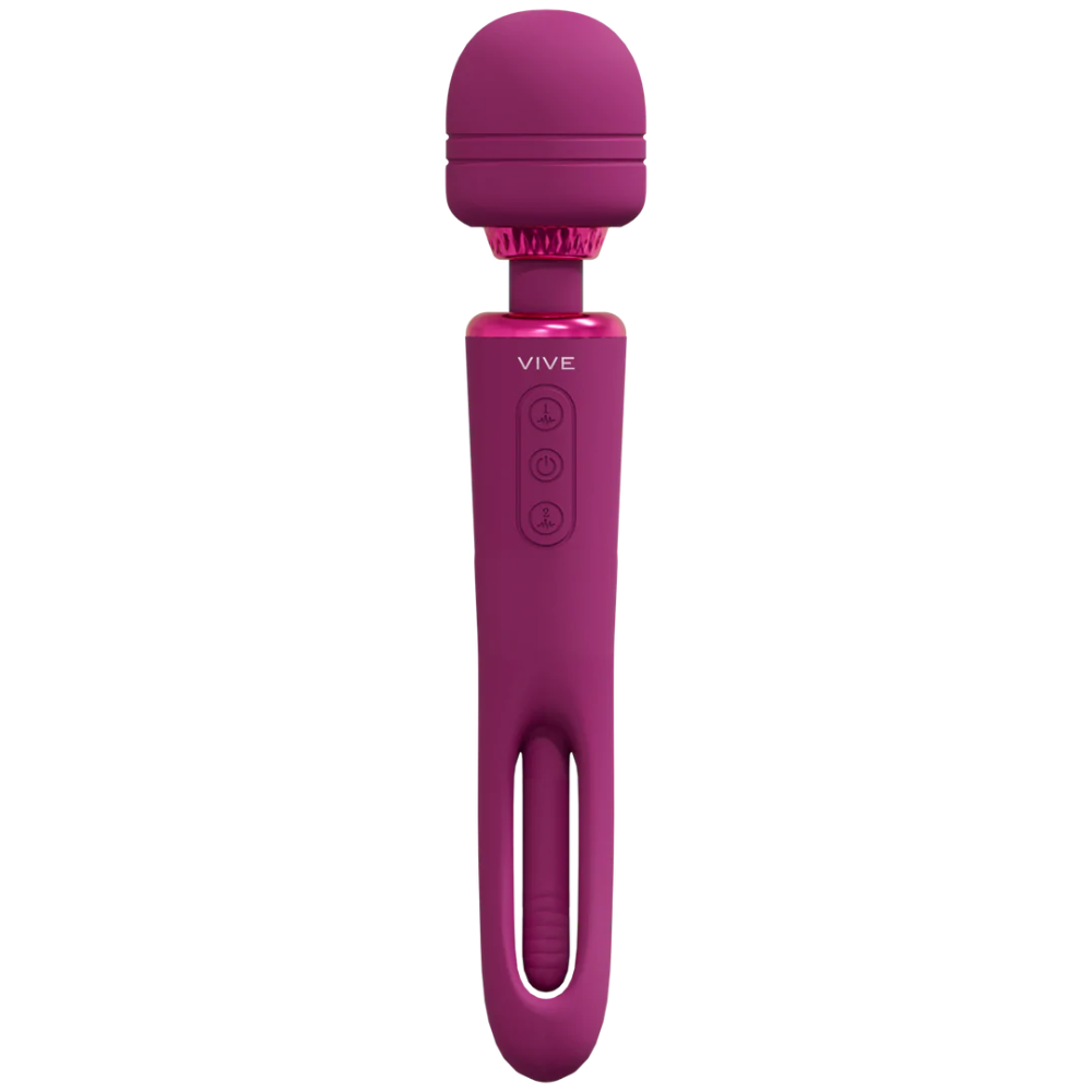 SHOTS - Kiku Double Ended Wand with Innovative G-Spot Flapping Stimulator - Pink