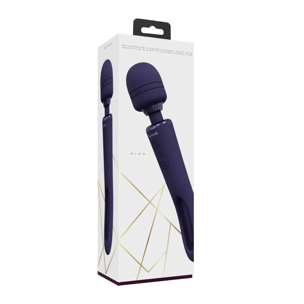 SHOTS - Kiku Double Ended Wand with Innovative G-Spot Flapping Stimulator - Purple