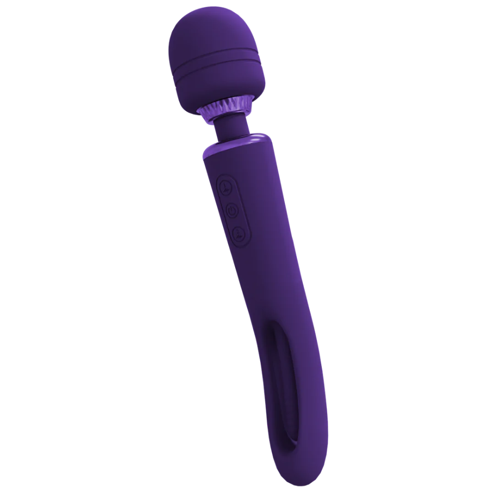 SHOTS - Kiku Double Ended Wand with Innovative G-Spot Flapping Stimulator - Purple
