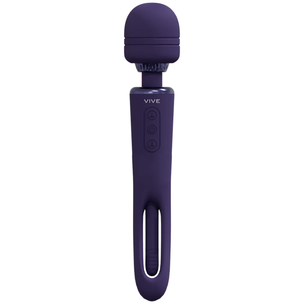 SHOTS - Kiku Double Ended Wand with Innovative G-Spot Flapping Stimulator - Purple