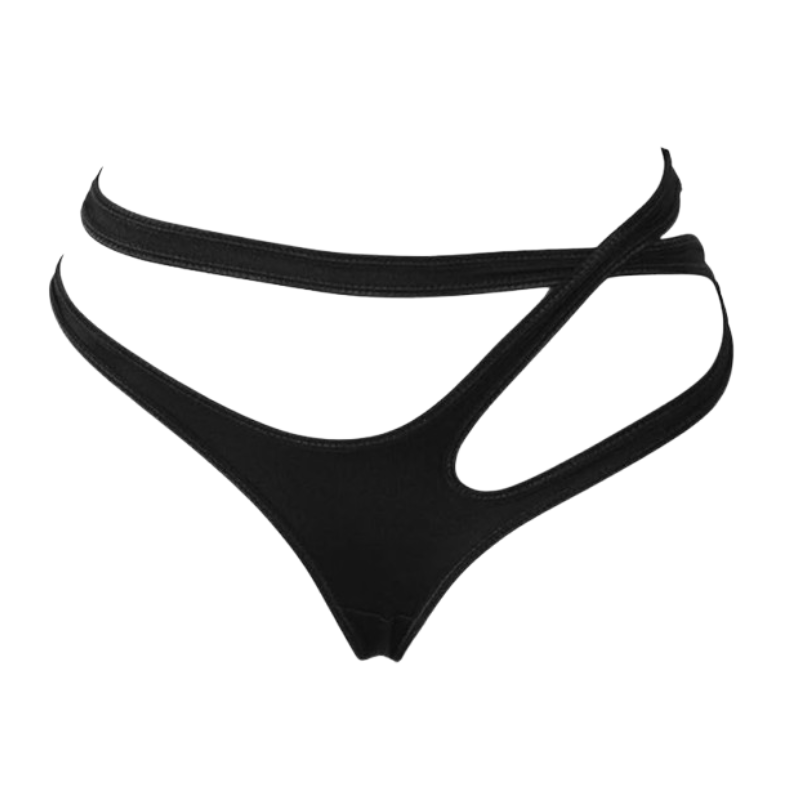 Panties - Black Open Waist Ladies Underwear