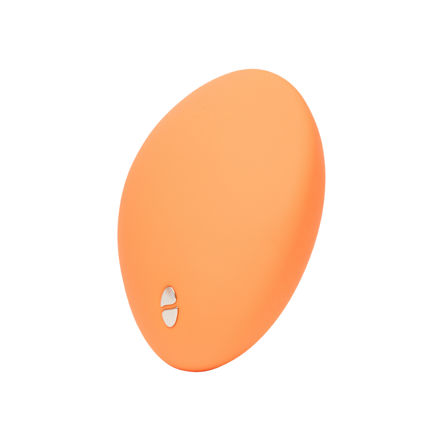 Angled side profile of We-Vibe Temp orange vibrator with sleek finish.