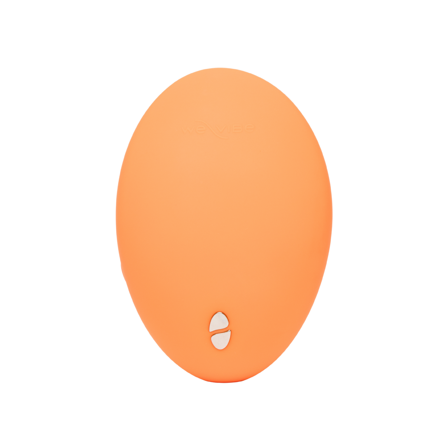 Standing side view of We-Vibe Temp orange vibrator highlighting compact size.