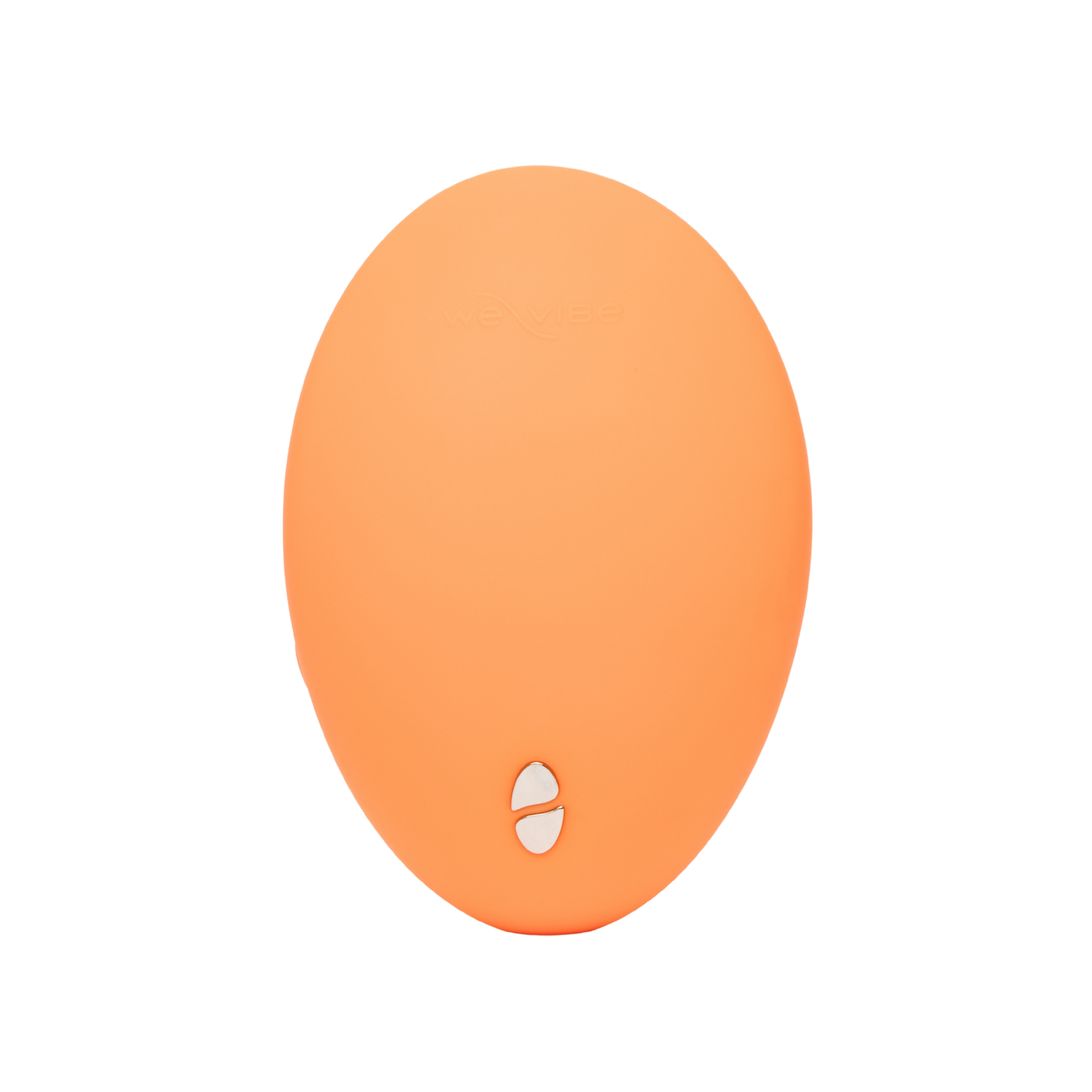 Standing side view of We-Vibe Temp orange vibrator highlighting compact size.