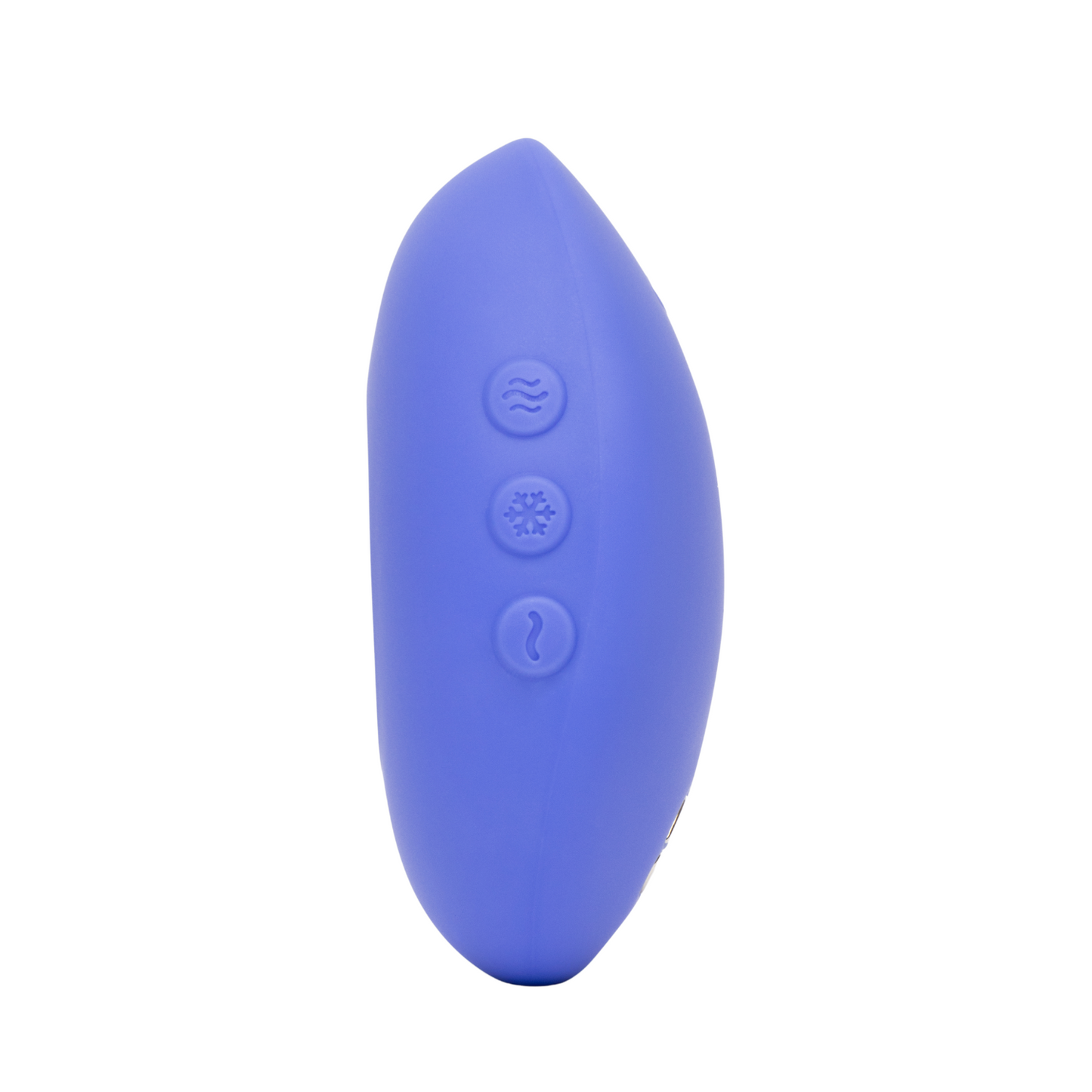 Lavender blue We-Vibe Temp vibrator with three raised control buttons.
