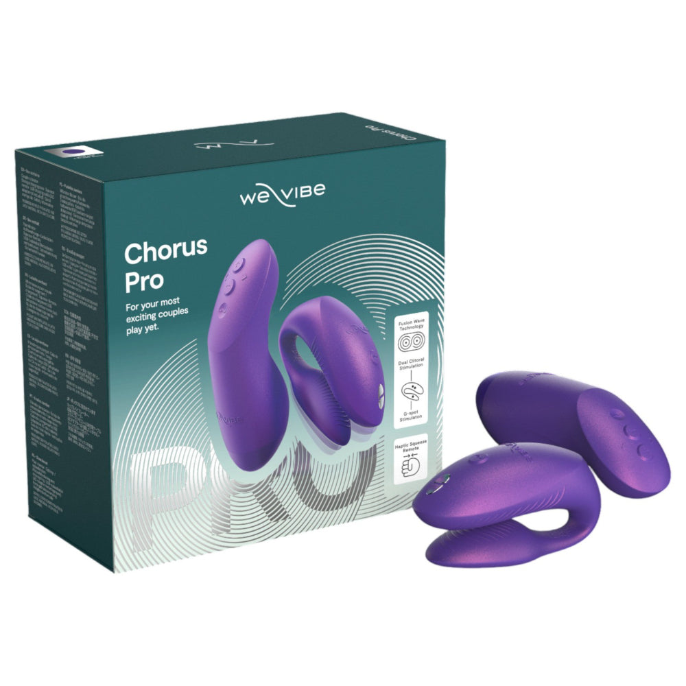 We-Vibe Chorus Pro purple couple vibrator with packaging displayed on a white background.