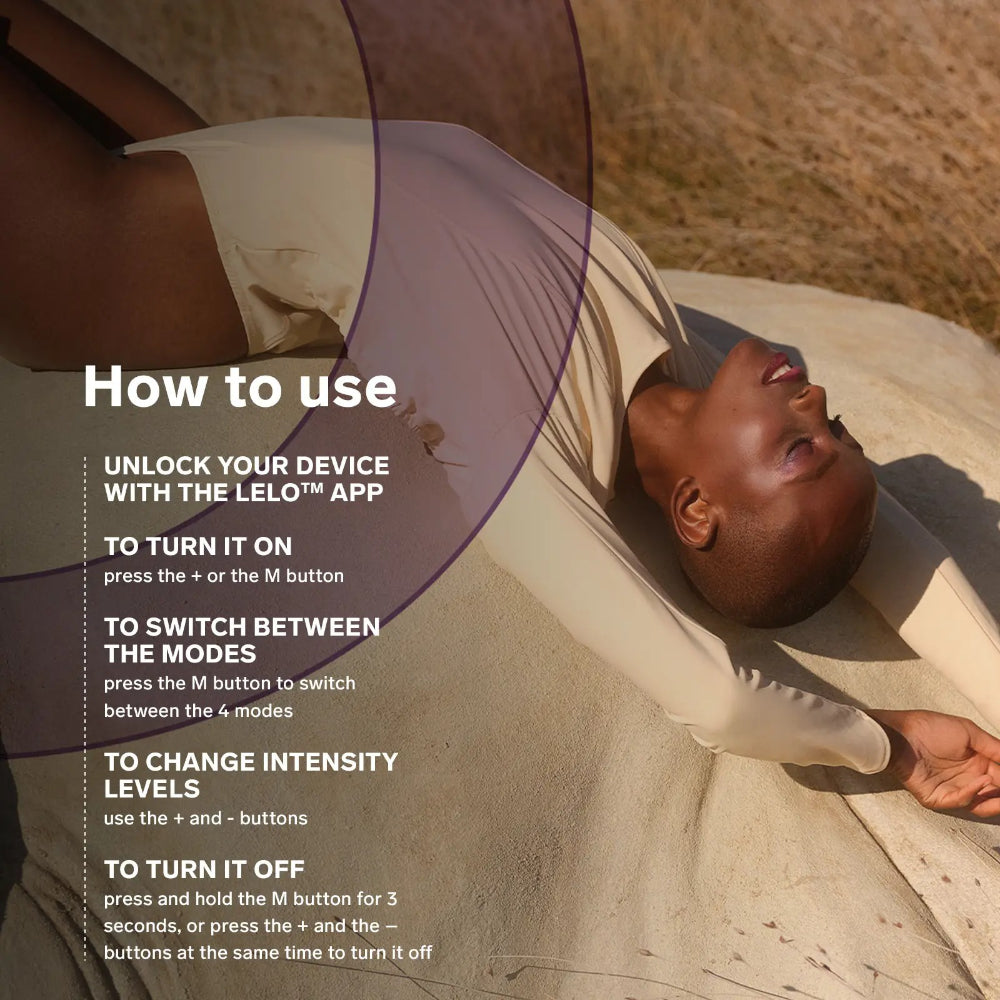 How to use LELO vibrator guide showing G-spot stimulation with relaxing experience.