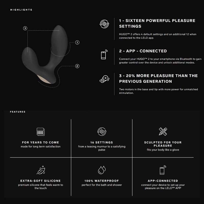 LELO - Hugo 2™ APP Prostate Massager - Black