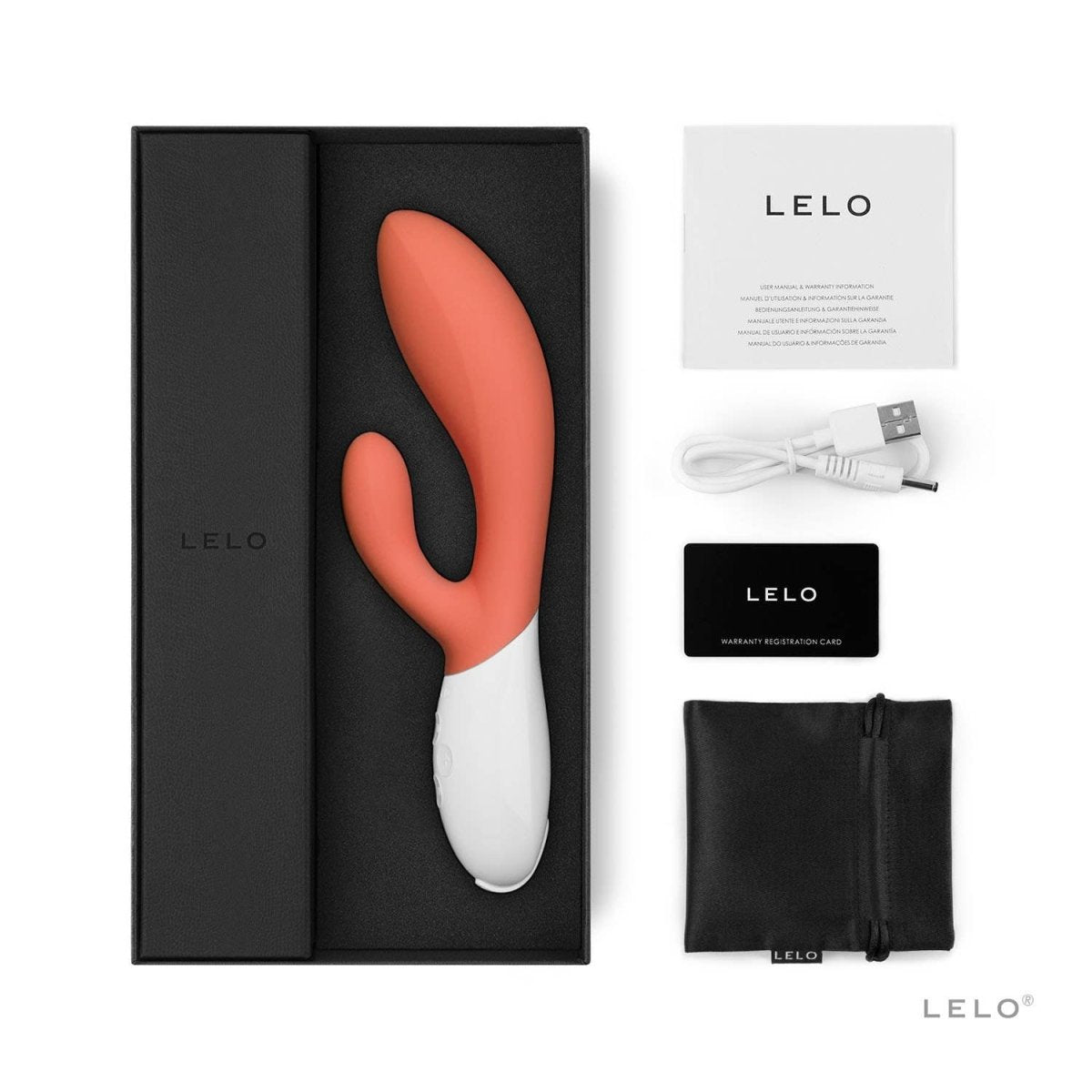 Lelo - Ina™ 3 - Rabbit Vibrator - Coral Red - FRISKY BUSINESS SG