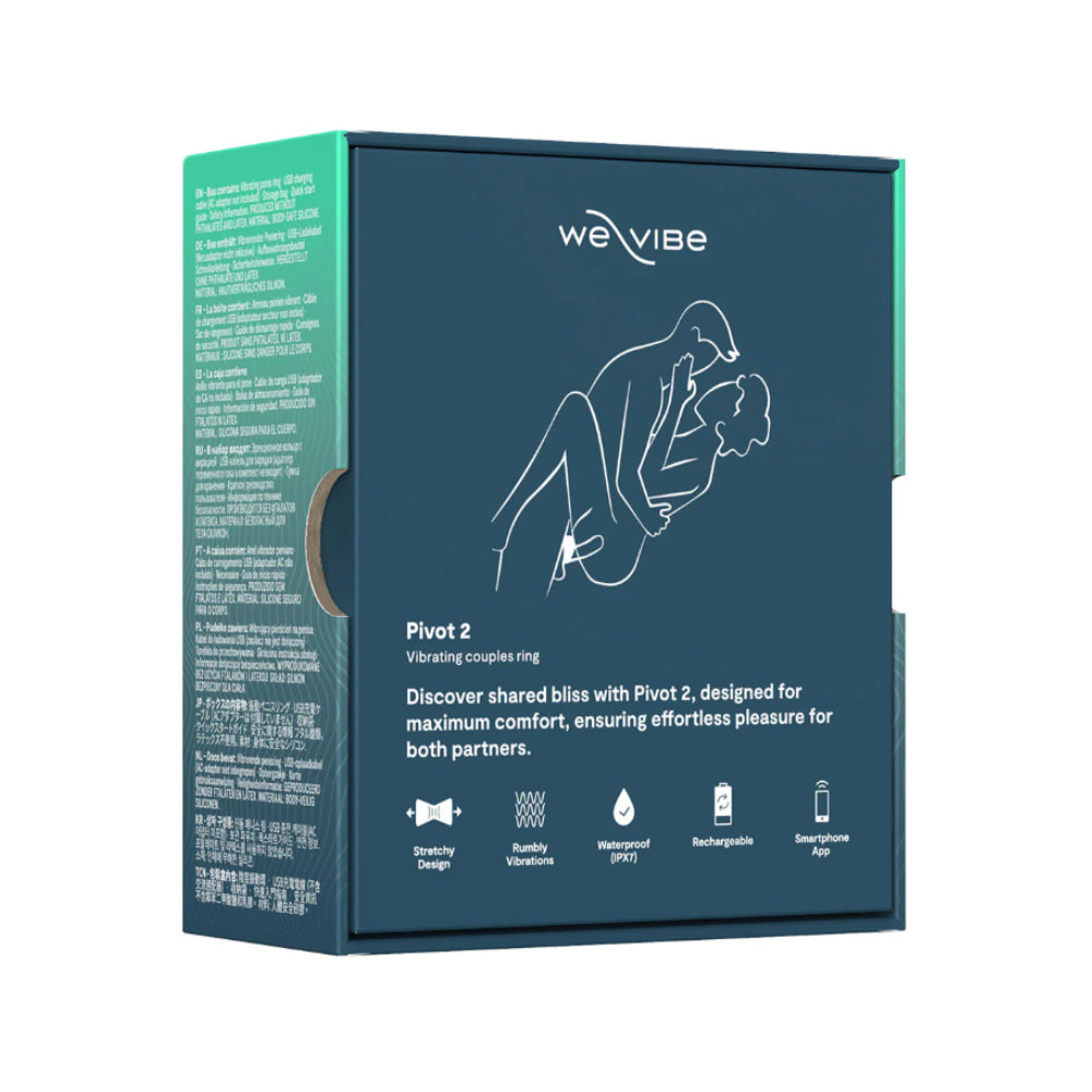 Back of We-Vibe Pivot 2 packaging showing product features and details