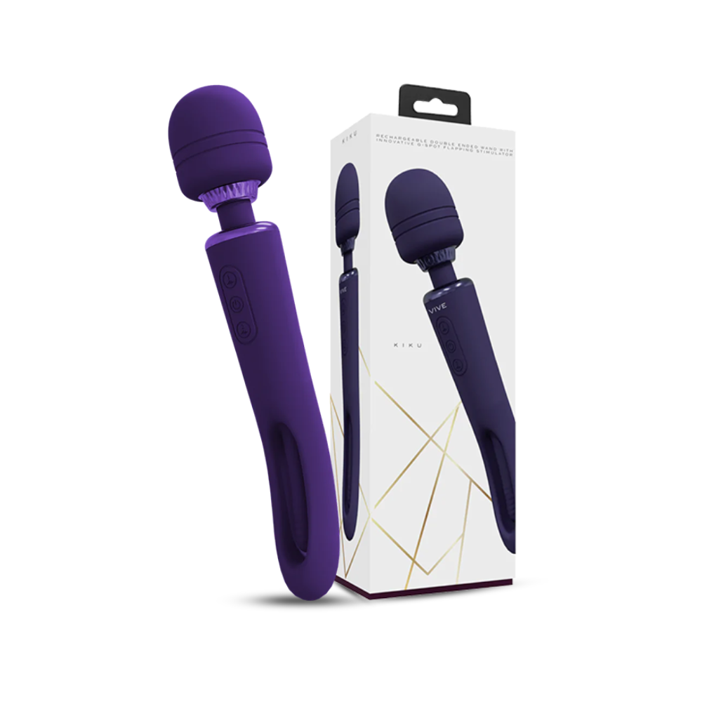 SHOTS - Kiku Double Ended Wand with Innovative G-Spot Flapping Stimulator - Purple