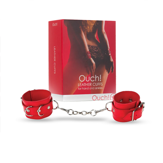SHOTS Ouch! Leather Cuffs - Red