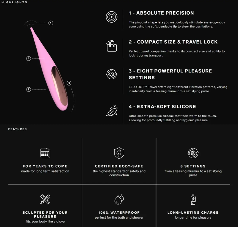 Lelo - Dot Travel Rechargeable Clitoral Pinpoint Vibrator - Pink