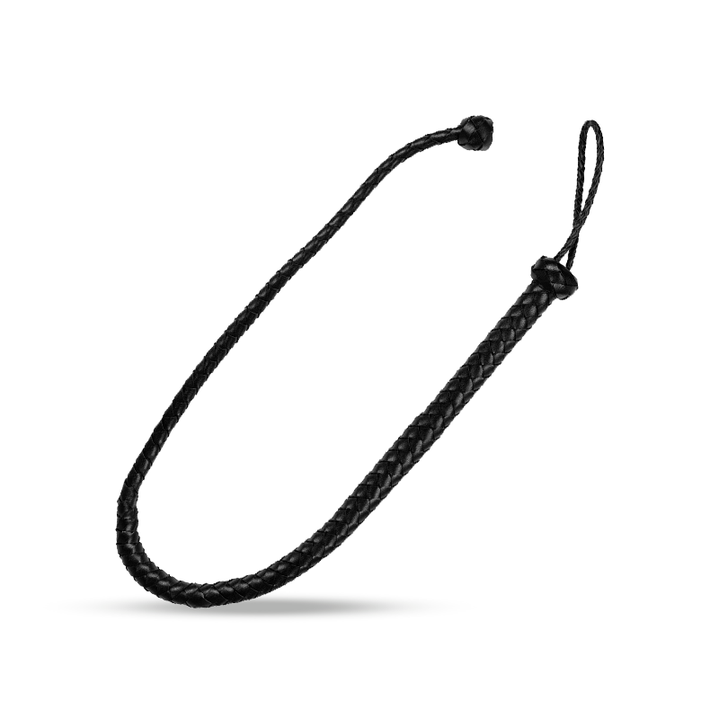 SHOTS Ouch! PU Leather Whip with Knot Detail - Black
