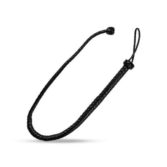 SHOTS Ouch! PU Leather Whip with Knot Detail - Black