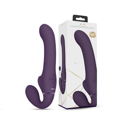 SHOTS - Ai Dual Vibrating & Air Wave Tickler Strapless Strap On - Purple