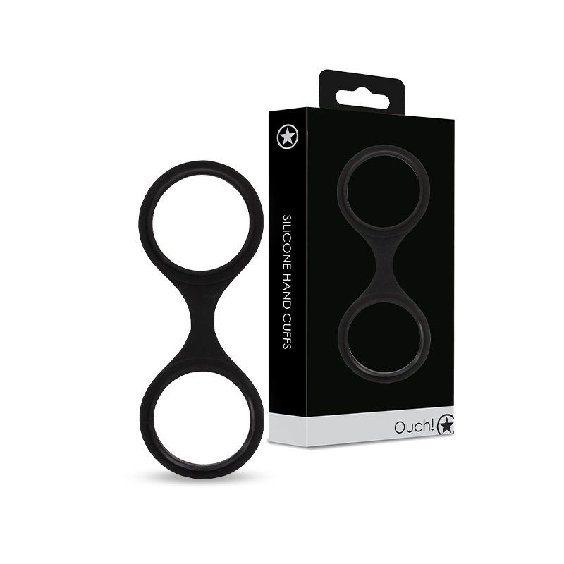 SHOTS Ouch! Silicone Hand Cuffs - Black