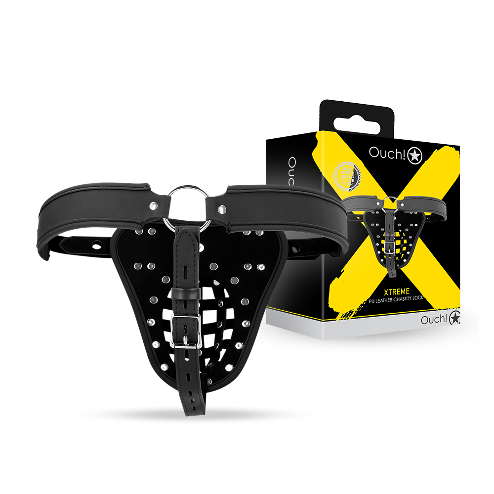 SHOTS Ouch! PU Leather Chastity Jock