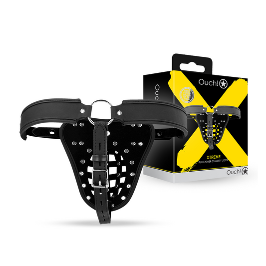 SHOTS Ouch! PU Leather Chastity Jock