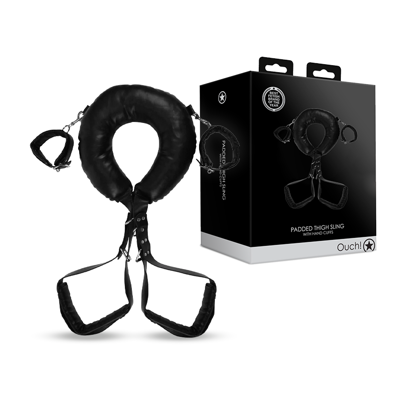 SHOTS Ouch! PU Leather Whip with Knot Detail - Black