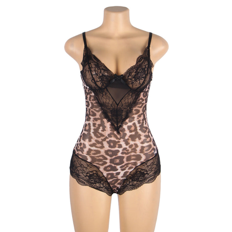 Bodysuit - 1 Pc Leopard Lace Sexy Bodysuit