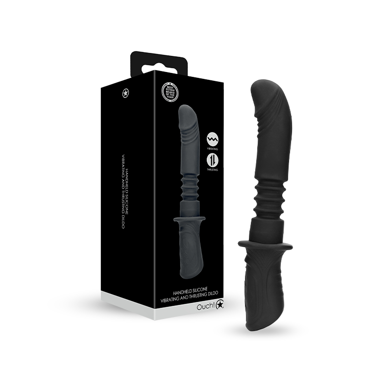 SHOTS Ouch! Hand Held Vibrating and Thrusting Sex Machine - Black
