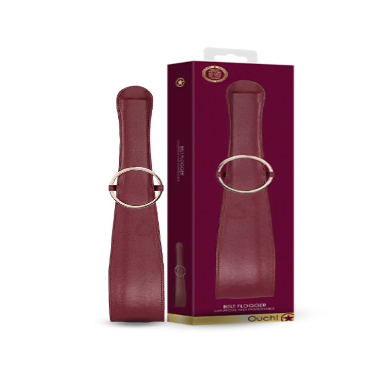 SHOTS Ouch! Belt Flogger - Burgundy