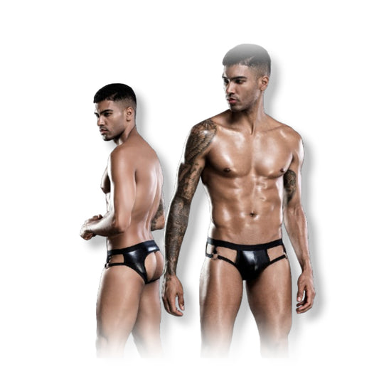 Skivvies - Sexy Elastic Black Strap Open Crotch Men Underwear