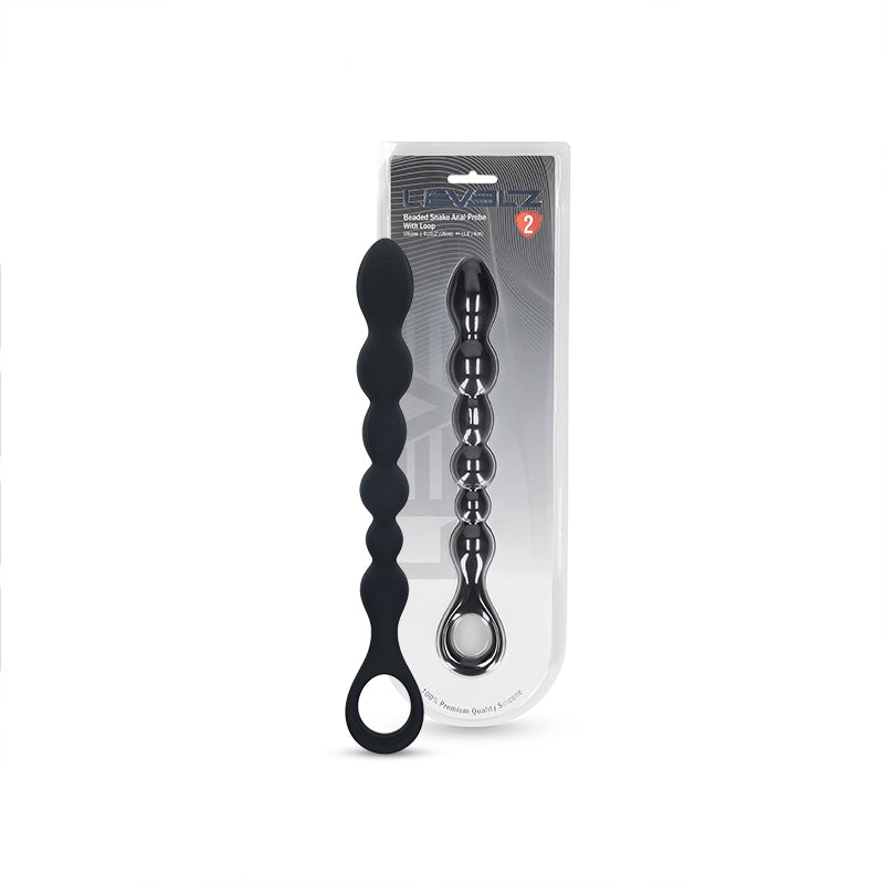 SHOTS LEVELZ! - Beaded Snake Silicone Anal Probe with Loop - Black