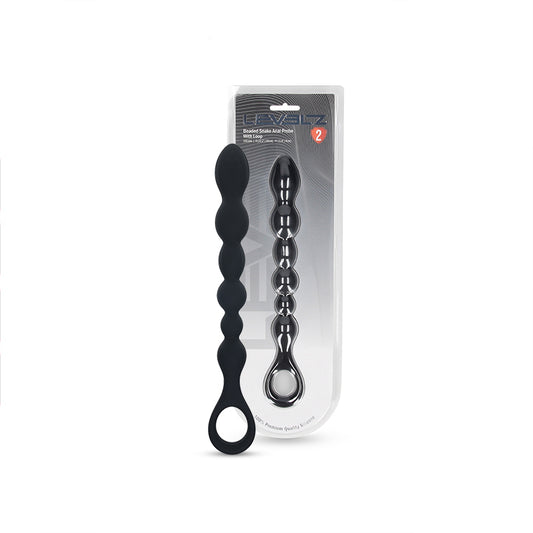 SHOTS LEVELZ! - Beaded Snake Silicone Anal Probe with Loop - Black