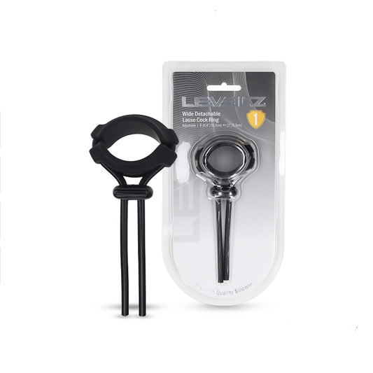 SHOTS LEVELZ  Detachable Wide Adjustable Silicone Lasso Cock ring - 5mm - Black