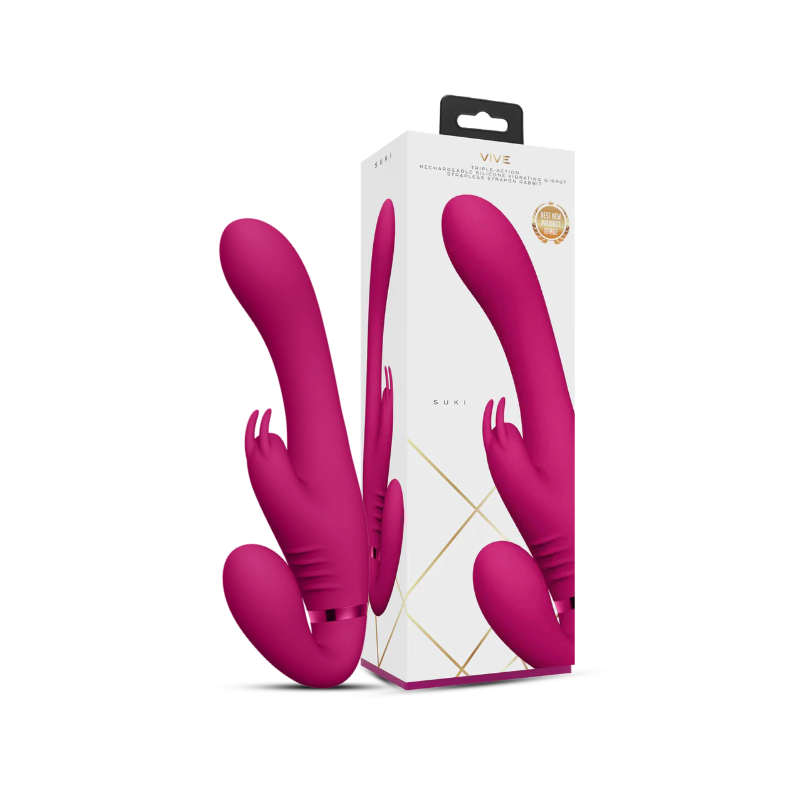 SHOTS - Suki Vibrating Strapless Strap-on Rabbit - Pink
