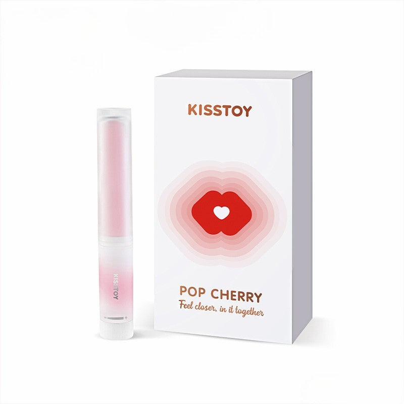 KISSTOY® Pop Cherry Heated Finger G-spot Vibrator in sleek pink design, highlighting its slim and elegant look.