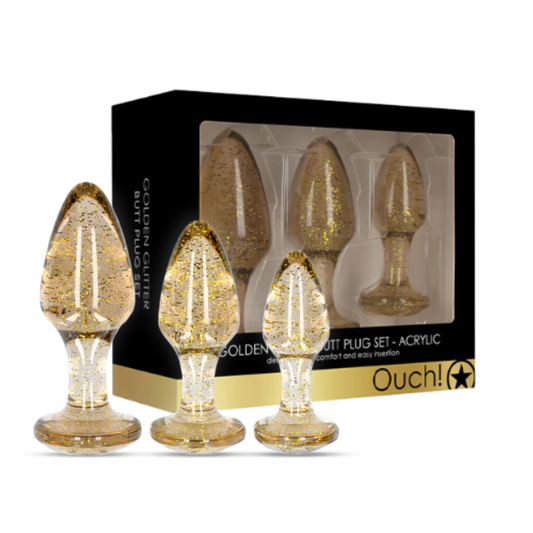 SHOTS Ouch! Acrylic Butt Plug Set - Gold