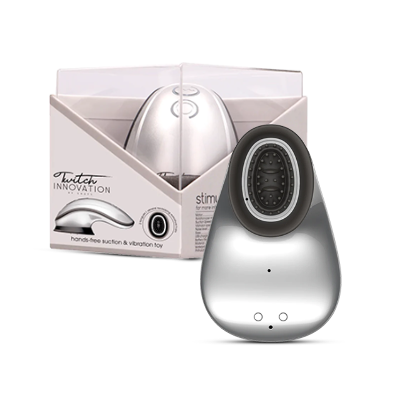 SHOTS - Twitch Handsfree Suction and Vibration Toy - Silver