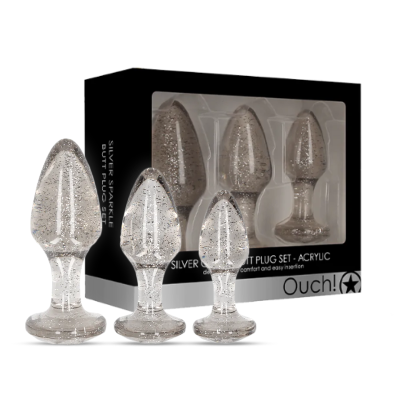 SHOTS Ouch! Acrylic Butt Plug Set - Silver