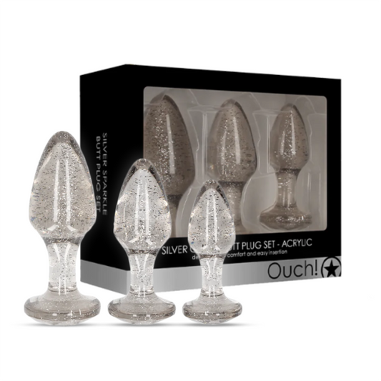 SHOTS Ouch! Acrylic Butt Plug Set - Silver