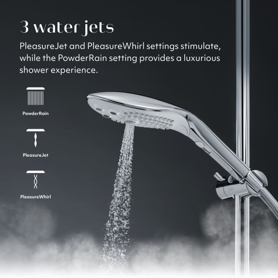 Womanizer - Wave 2-In-1 PleasureJet Showerhead/Clitoral Massager - Chrome - FRISKY BUSINESS SG